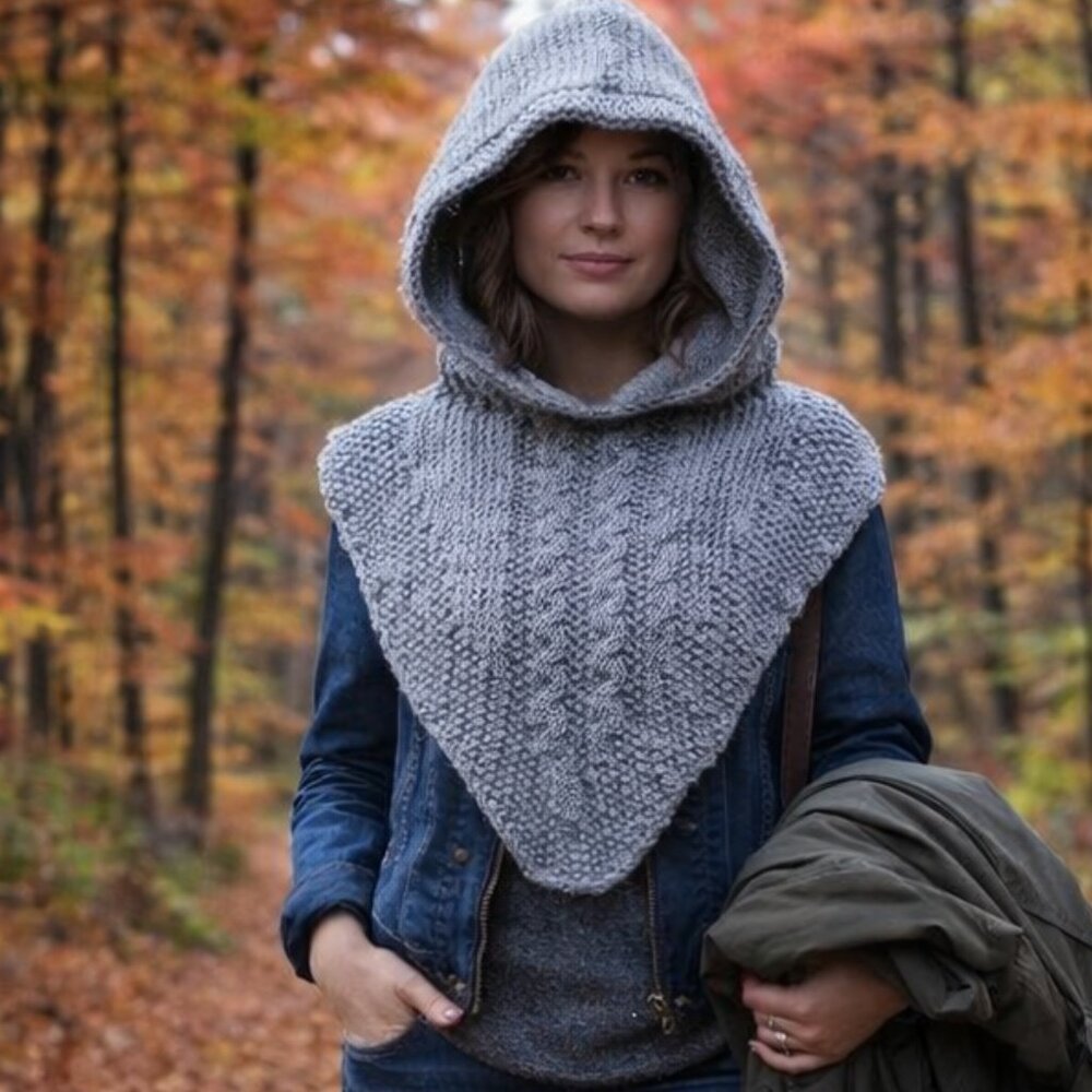 Hand Crafted Knit Balaclava Hood Hoodie Winter Wear Essential Hat Cowl Scarf